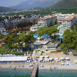 helicopter view of hotel and the beach