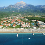 helicopter view of hotel and the beach