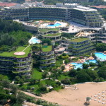 aerial view helicopter wiew of hotel